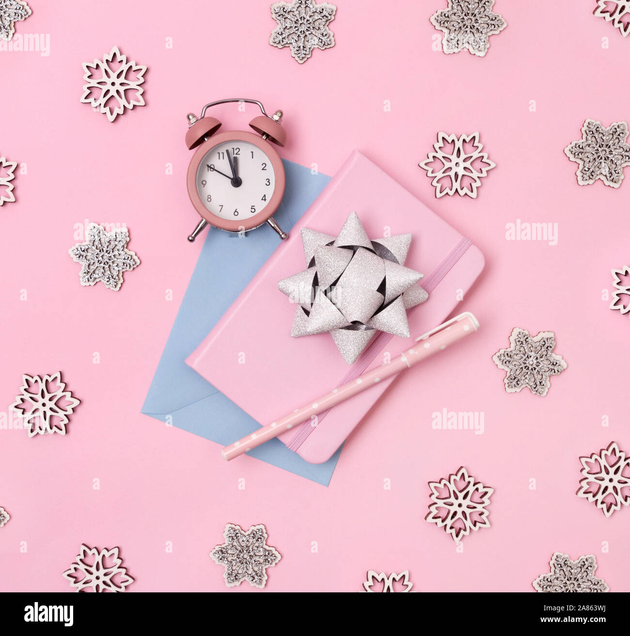 Christmas Winter Decorations Business Note Book With Alarm Clock
