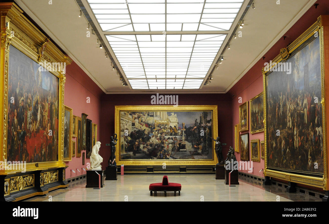 19th Century Polish Art Gallery (Sukiennice Museum). National Museum of Krakow. Interior view