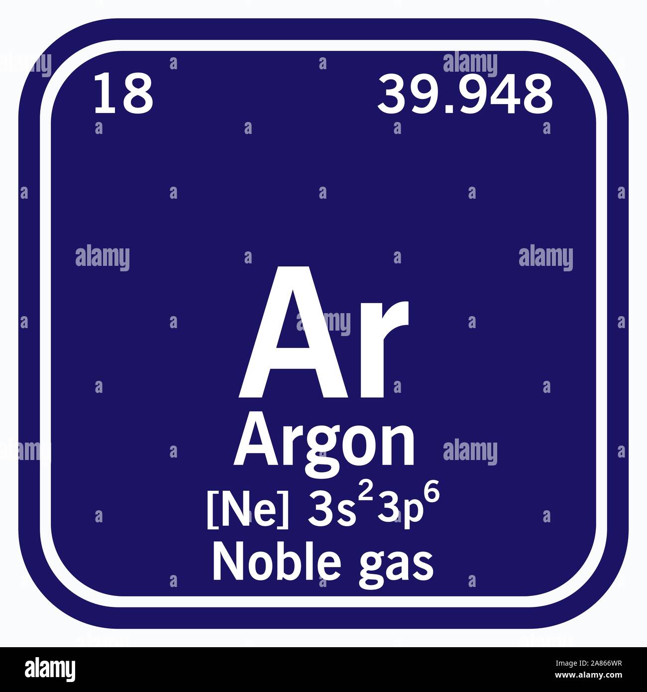 Argon Periodic Table of the Elements Vector illustration eps 10. Stock Vector