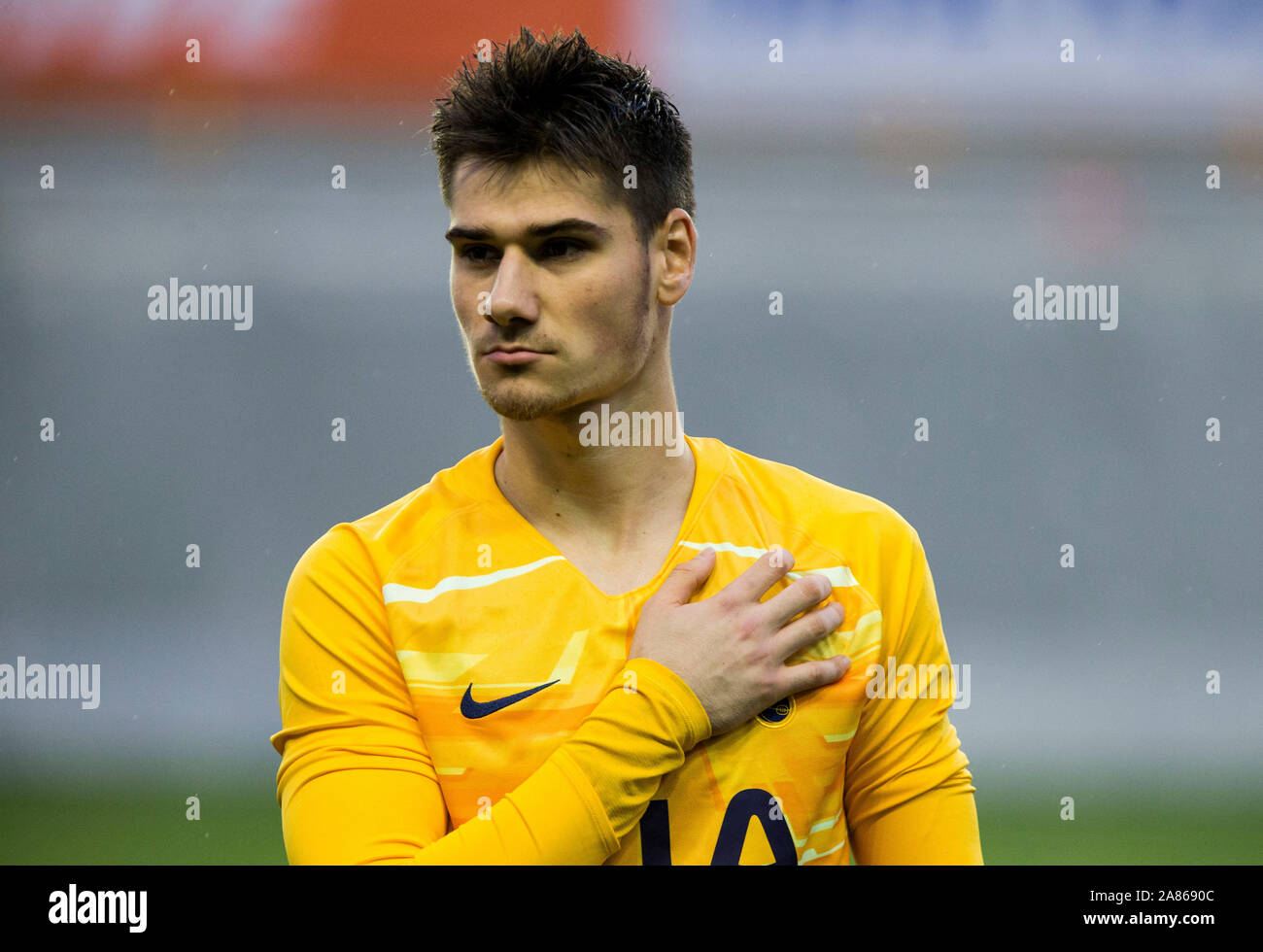 6th November 2019; Vozdovac Stadium, Belgrade, Serbia; UEFA Under 19 UEFA  Youth league football, FK Crvena Zvezda under 19s versus Tottenham Hotspur  under 19s; Harvey White and Jamie Bowden of Tottenham Hotspurs