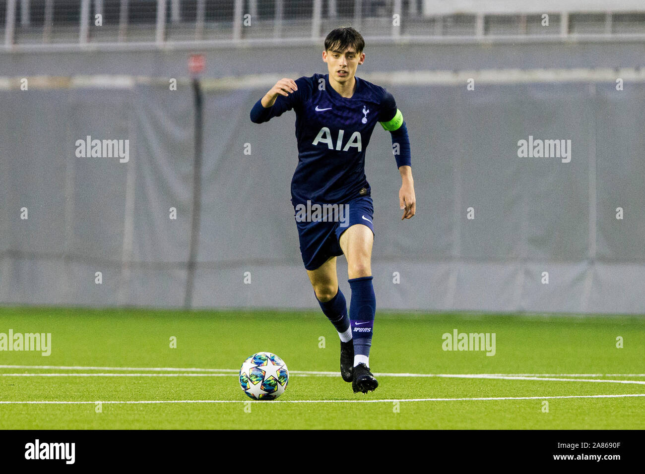 6th November 2019; Vozdovac Stadium, Belgrade, Serbia; UEFA Under 19 UEFA  Youth league football, FK Crvena Zvezda under 19s versus Tottenham Hotspur  under 19s; Harvey White of Tottenham Hotspurs FC breaks with