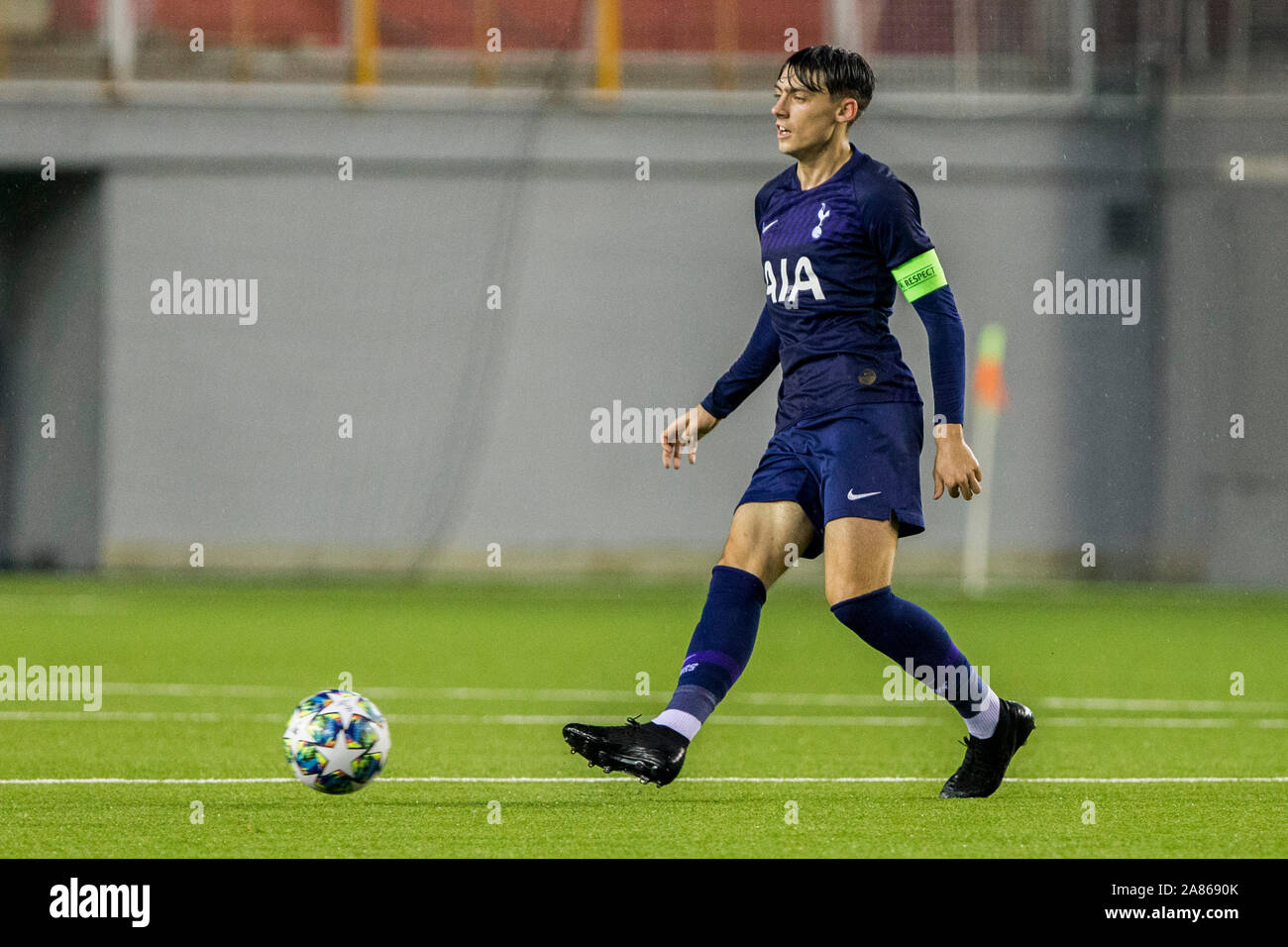 6th November 2019; Vozdovac Stadium, Belgrade, Serbia; UEFA Under 19 UEFA  Youth league football, FK Crvena Zvezda under 19s versus Tottenham Hotspur  under 19s; Harvey White and Jamie Bowden of Tottenham Hotspurs