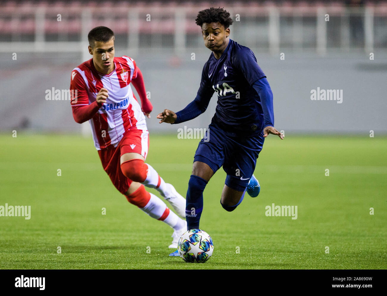 6th November 2019; Vozdovac Stadium, Belgrade, Serbia; UEFA Under 19 UEFA  Youth league football, FK Crvena Zvezda under 19s versus Tottenham Hotspur  under 19s; Dennis Cirken of Tottenham Hotspurs FC Stock Photo - Alamy