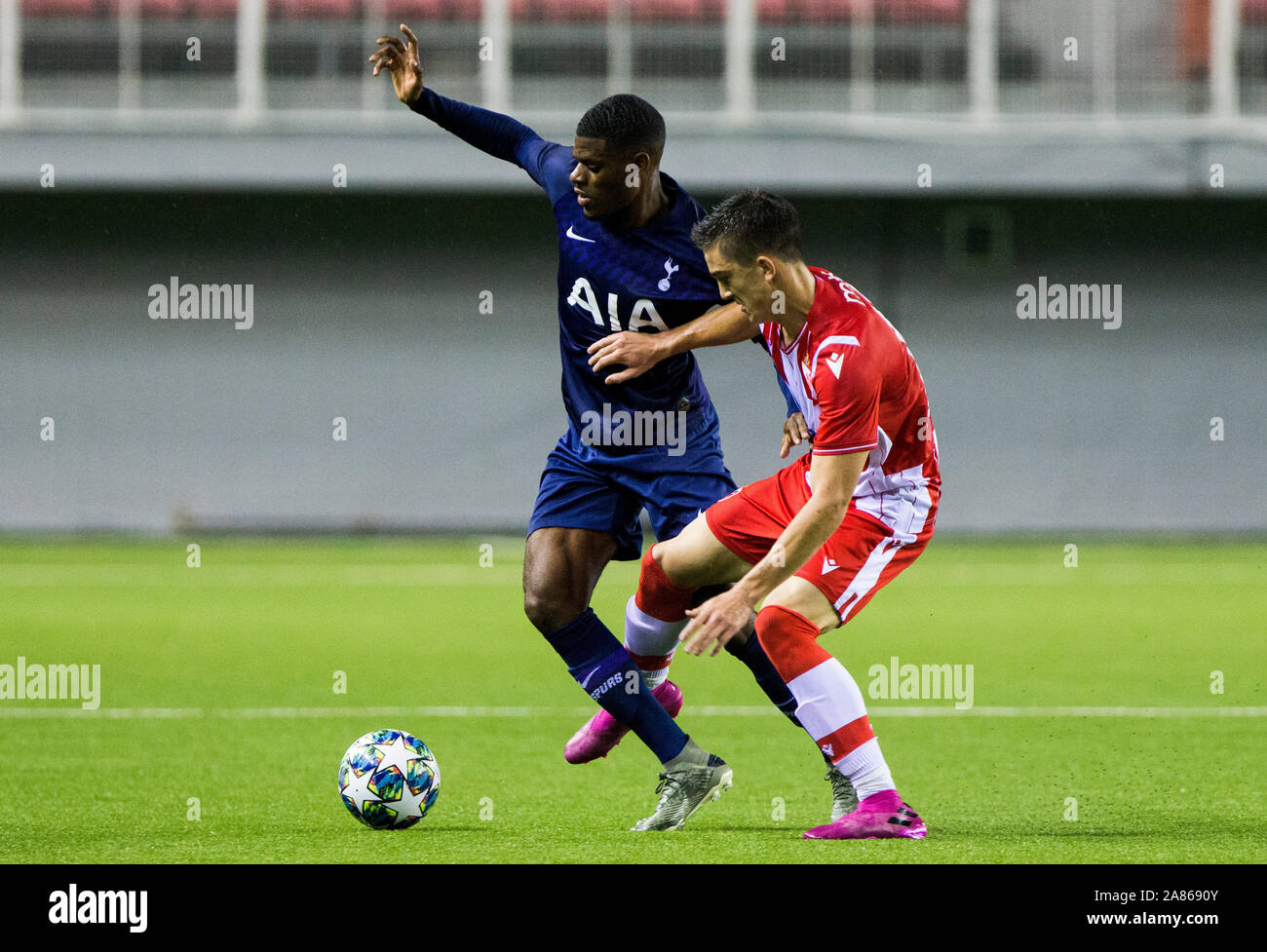 6th November 2019; Vozdovac Stadium, Belgrade, Serbia; UEFA Under 19 UEFA  Youth league football, FK Crvena Zvezda under 19s versus Tottenham Hotspur  under 19s; Dennis Cirken of Tottenham Hotspurs FC Stock Photo - Alamy