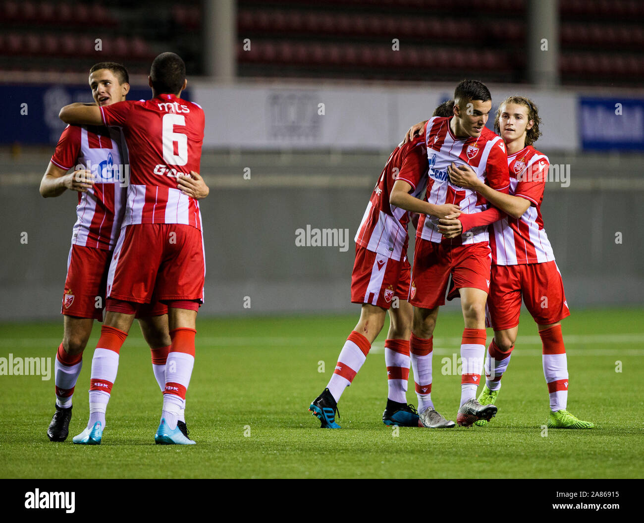 6th November 2019; Vozdovac Stadium, Belgrade, Serbia; UEFA Under 19 UEFA  Youth league football, FK Crvena