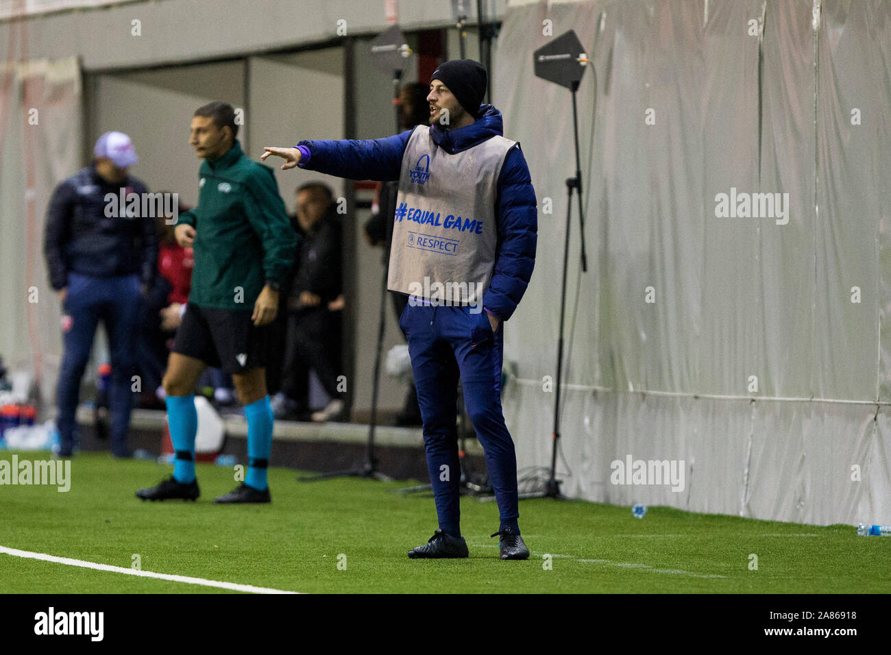 Vozdovac Stadium, Belgrade, Serbia. 6th Nov, 2019. UEFA Under 19 UEFA Youth  league football, FK Crvena Zvezda under 19s versus Tottenham Hotspur under  19s; The players of Tottenham Hotspur line-up Credit: Action