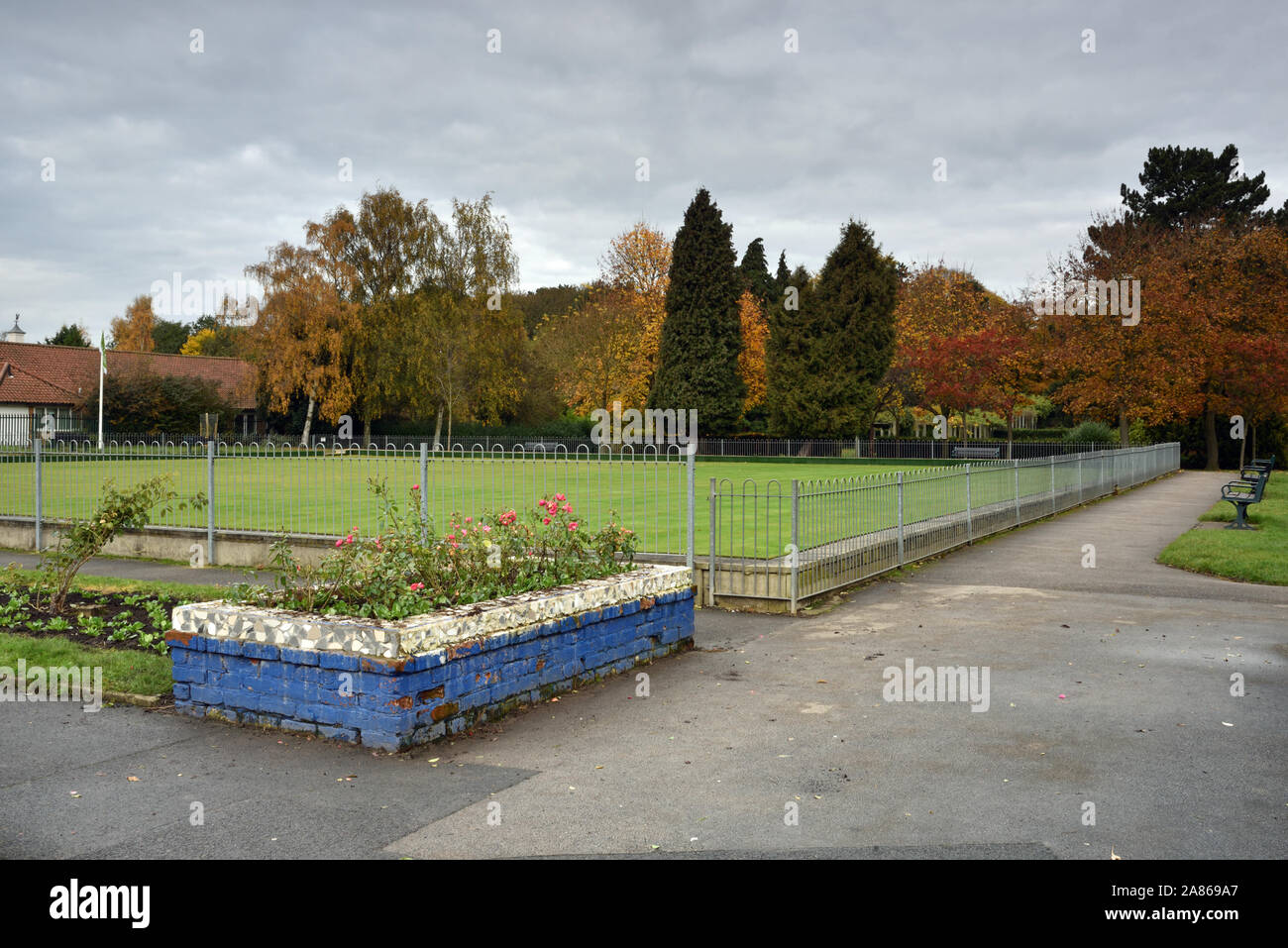 Bowling Green at West Bank Park, Holgate, York, North Yorkshire Stock Photo