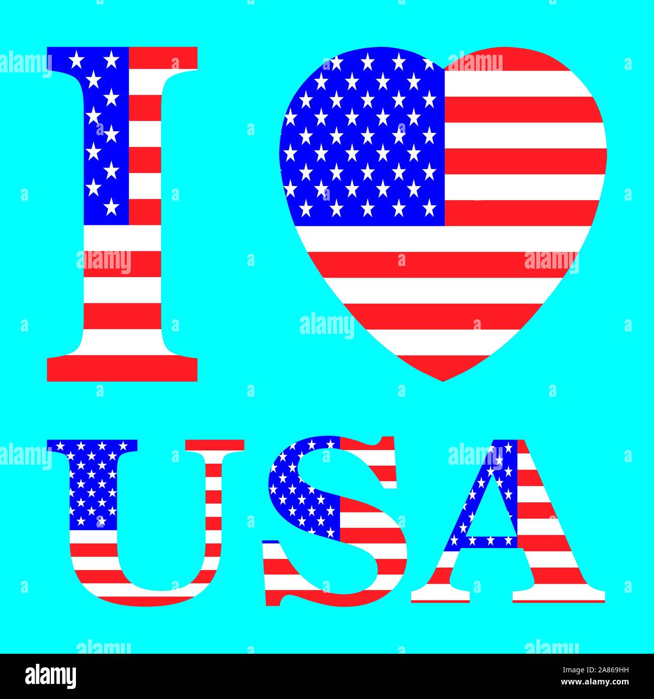 i love usa with heart flag shape Vector illustration eps 10. Stock Vector