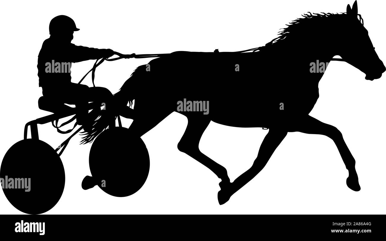 The black silhouette of horse and jockey. Stock Vector