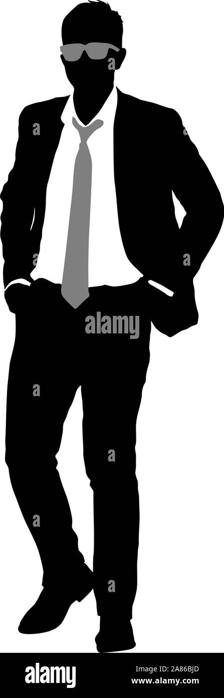 Silhouette businessman man in suit with tie on a white background Stock ...
