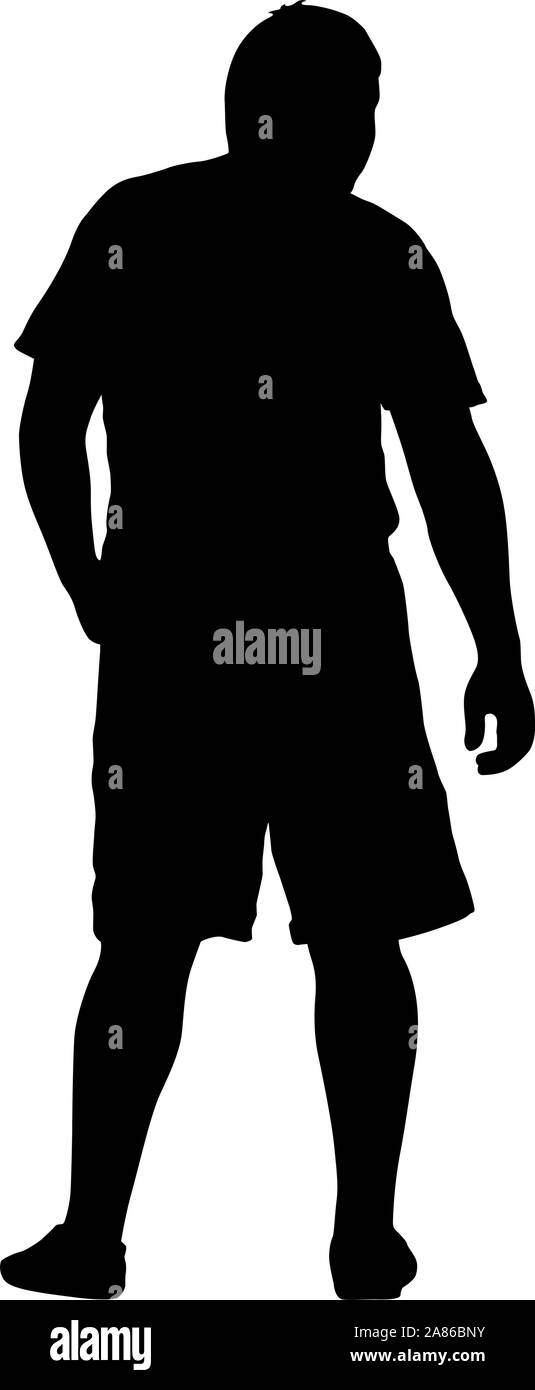 Black silhouette man standing, people on white background Stock Vector ...