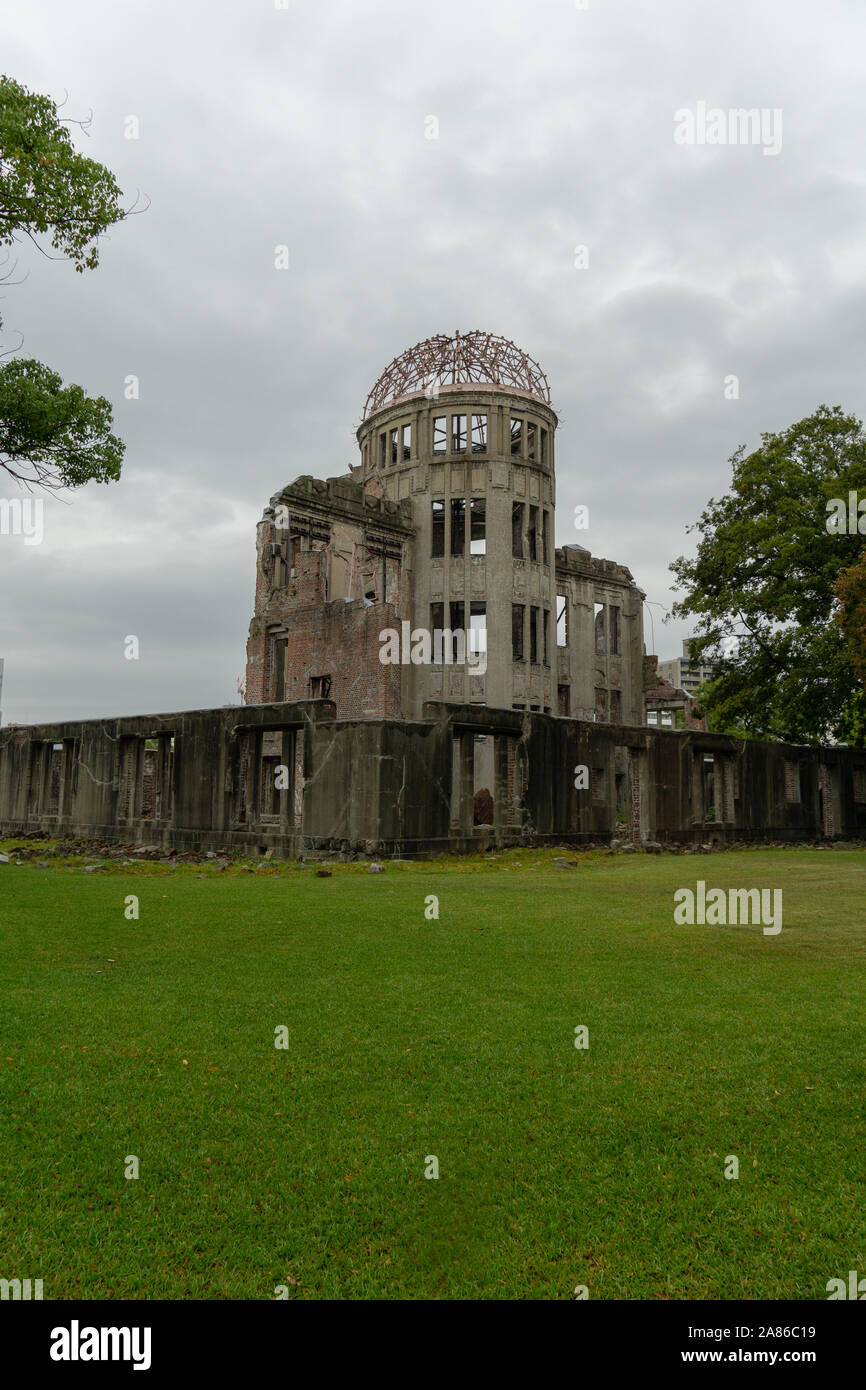 Hiroshima Peace Memorial (Genbaku Dome) on a rainy day Stock Photo