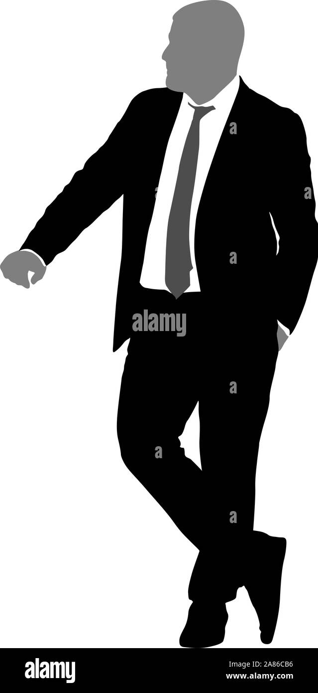 Silhouette businessman man in suit with tie on a white background Stock ...