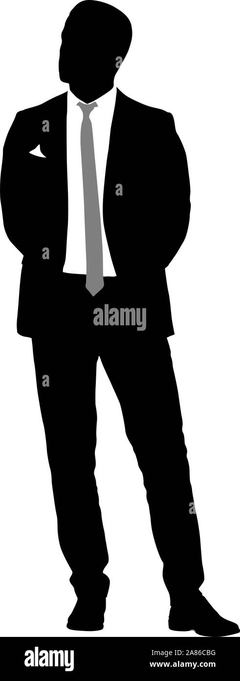 Silhouette businessman man in suit with tie on a white background Stock ...