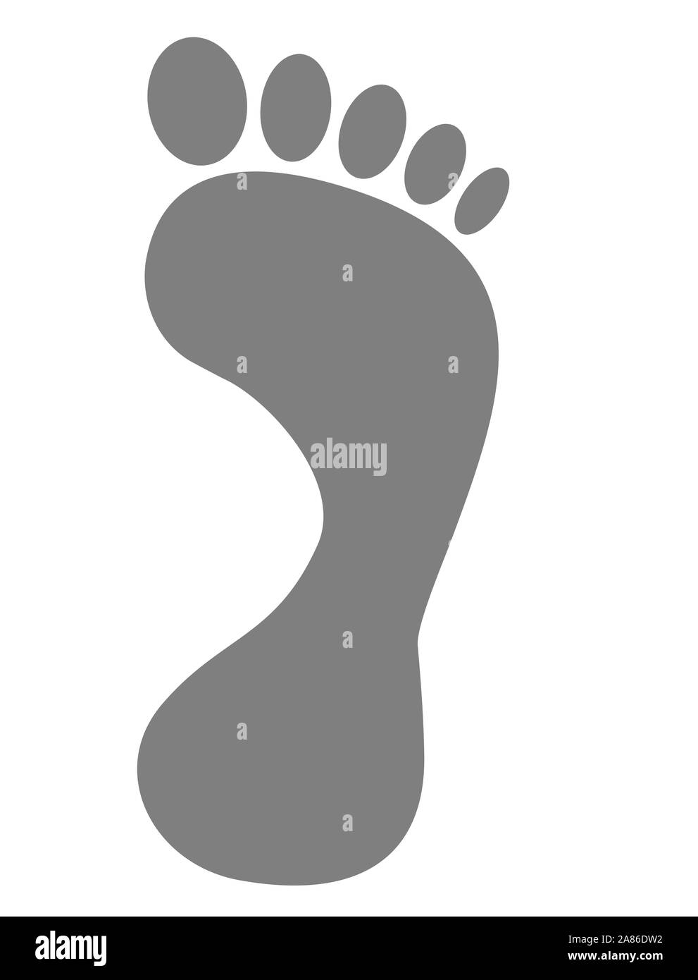 Grey footprint in front of white background, illustration Stock Photo