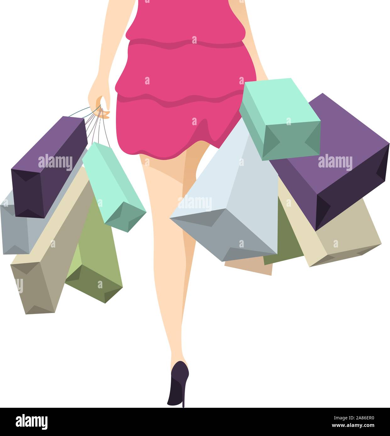 woman walking with shopping bags vector illustration Stock Vector Image ...