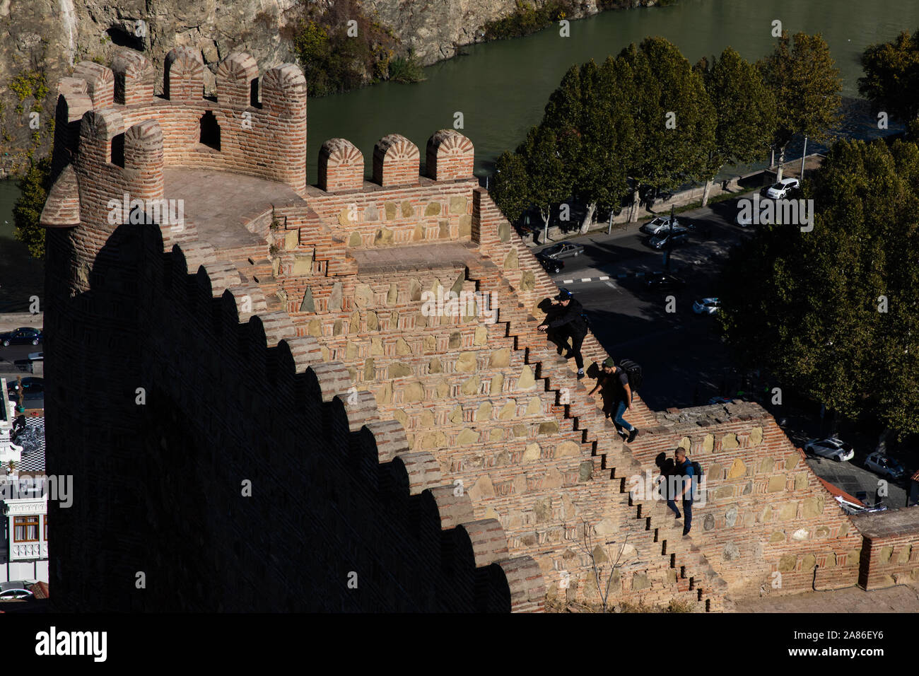 Tbilisi, Geogria. 6th Nov, 2019. Tourists visit the Narikala Fortress in Tbilisi, capital of Geogria, on Nov. 6, 2019. Credit: Bai Xueqi/Xinhua/Alamy Live News Stock Photo