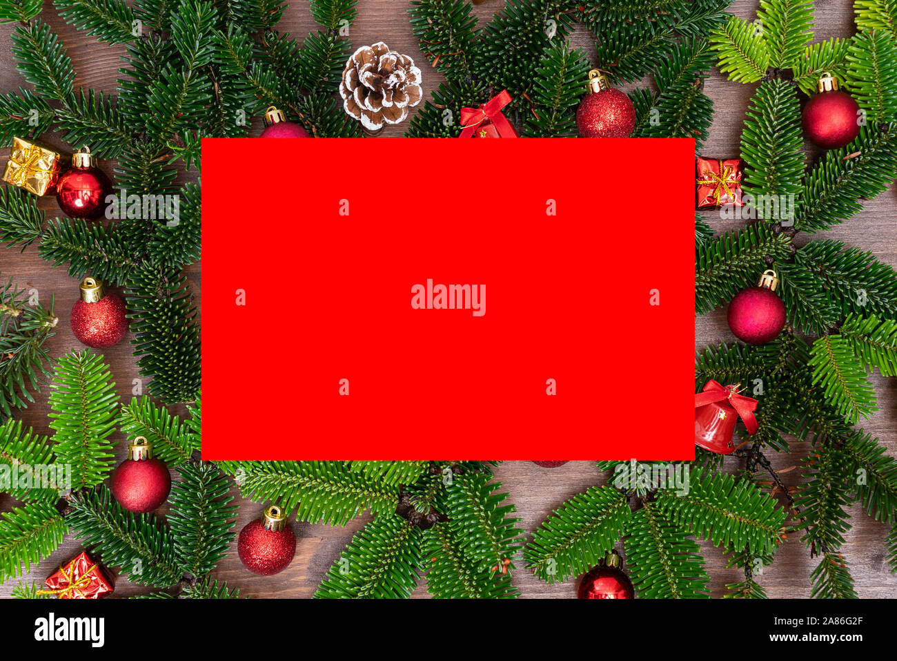 Merry Christmas  composition on a wooden table Stock Photo