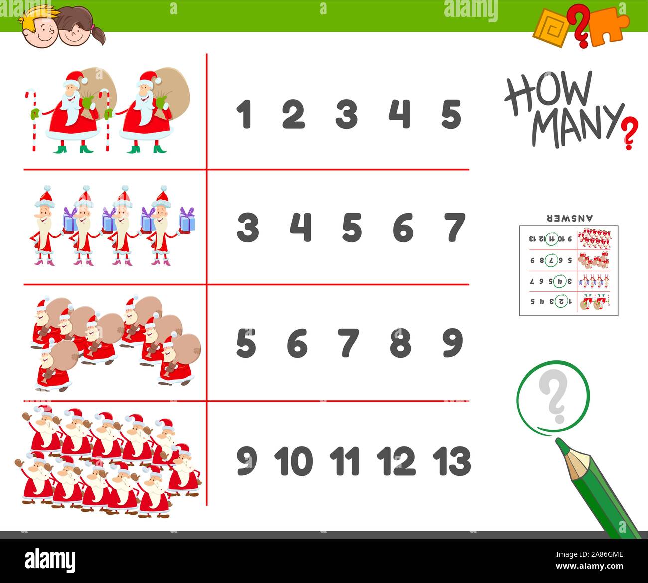 Cartoon Illustration of Educational Counting Task for Children with ...