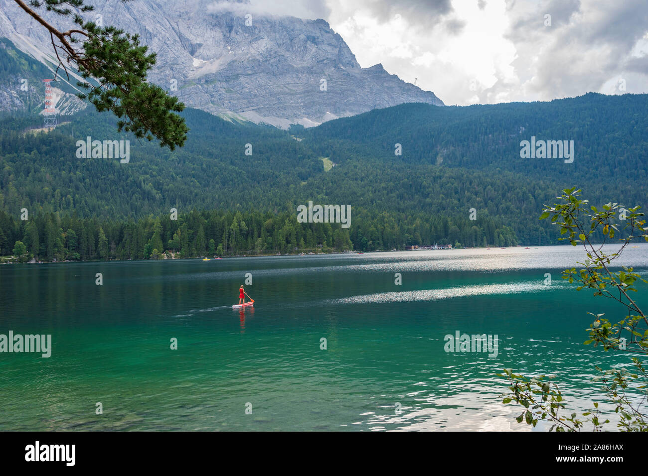 Colorful summer on the Eibsee lake in German Alps mountain. Germany, Europe. Stock Photo
