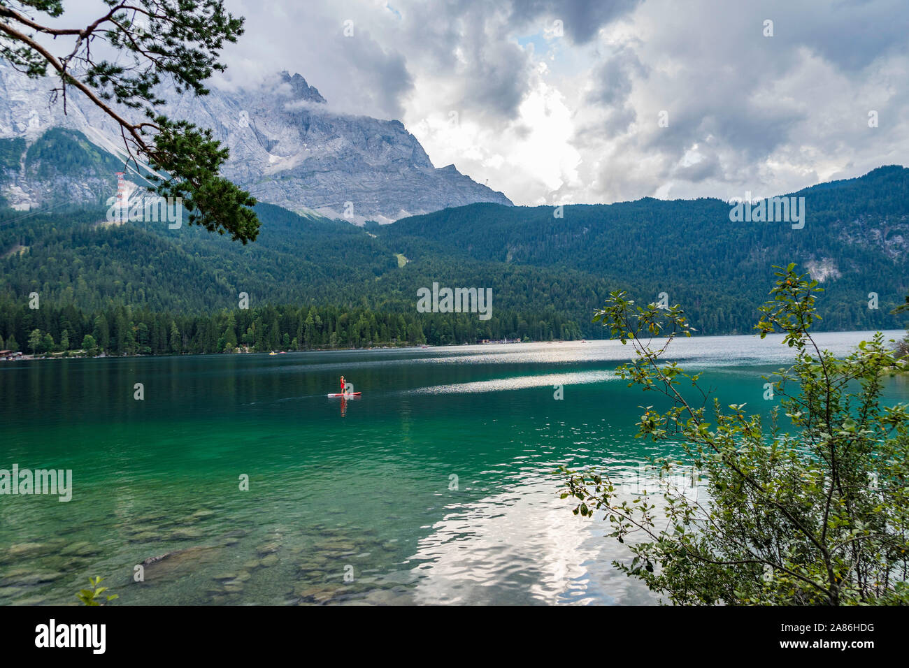 Colorful summer on the Eibsee lake in German Alps mountain. Germany ...
