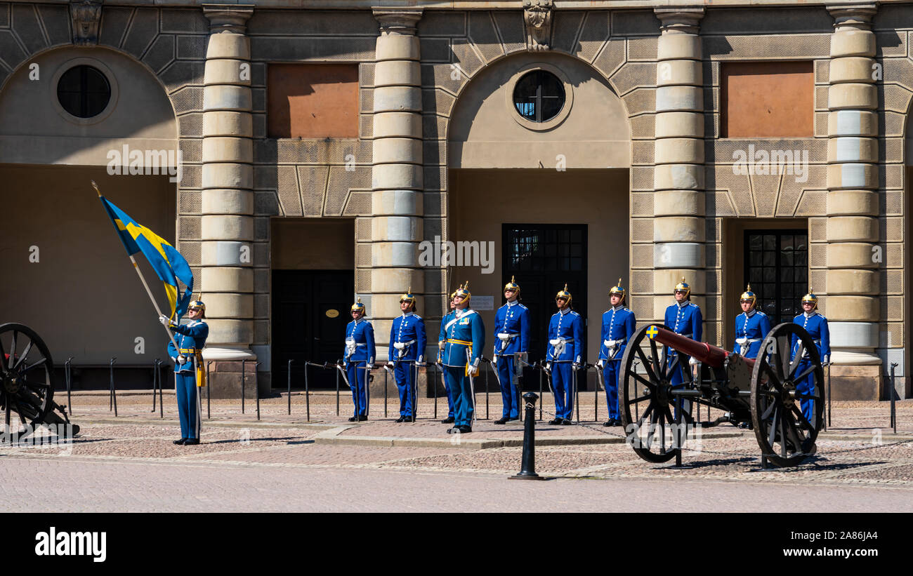 Changing of the guard at the Royal Palace and Museum in Stockholm
