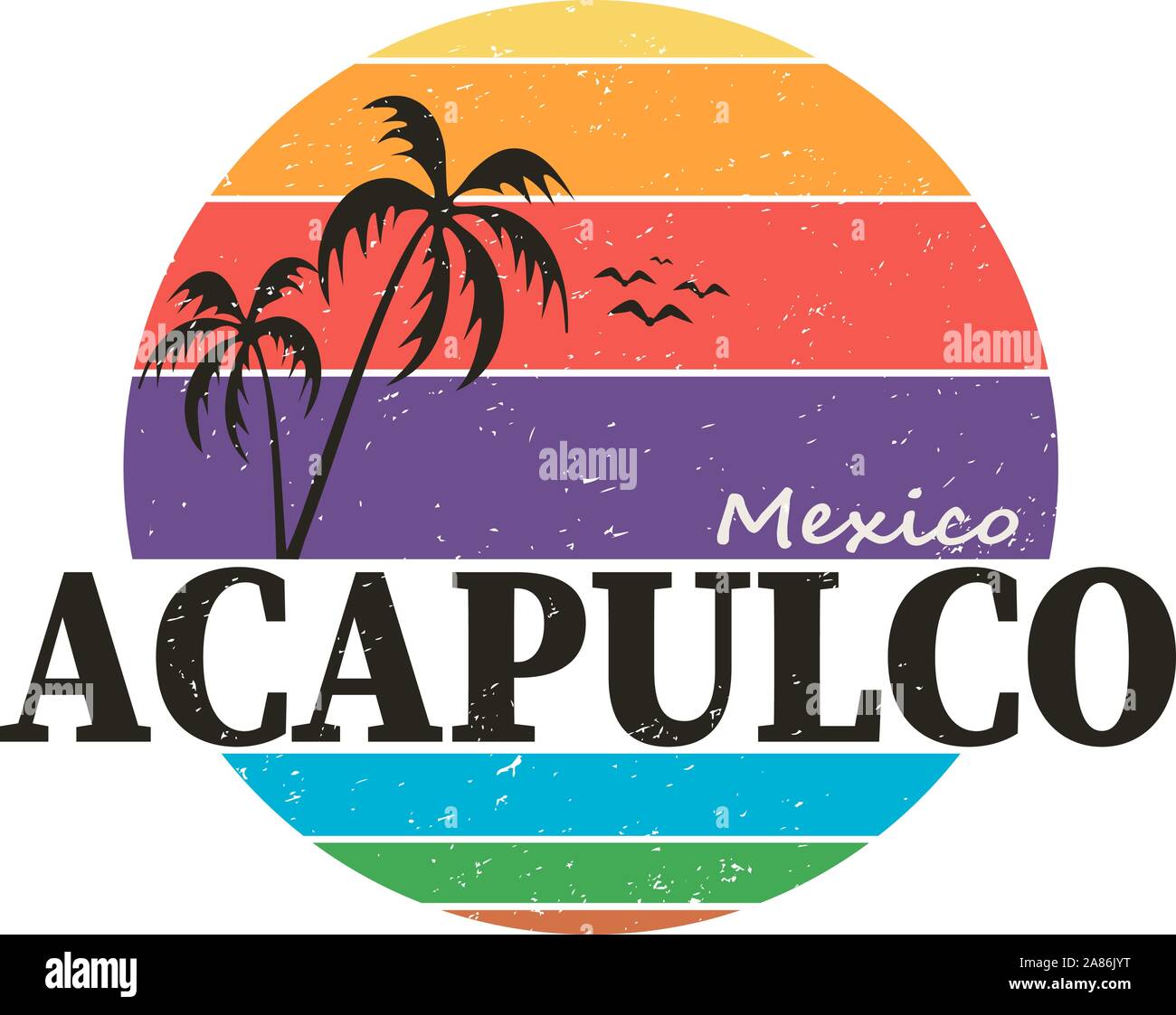 Acapulco Mexico - round vector icon, emblem design on a white background Stock Vector