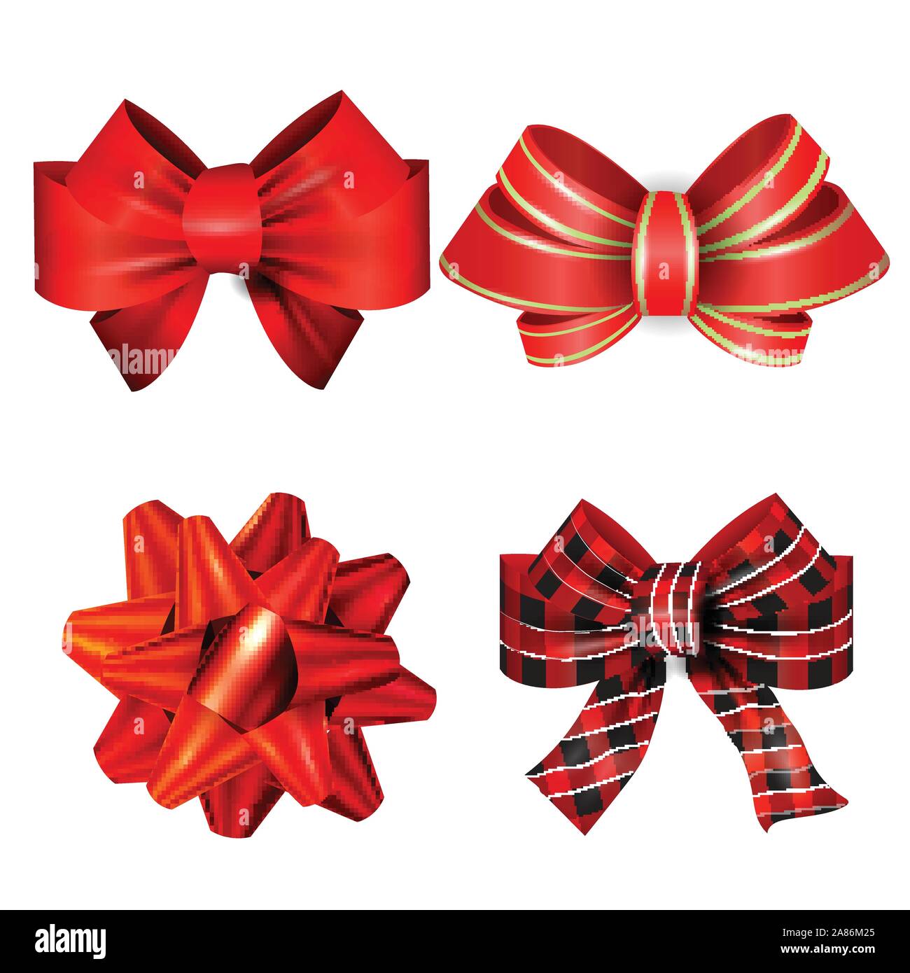 Big set of red gift bows with ribbons. Vector Stock Vector Image & Art ...