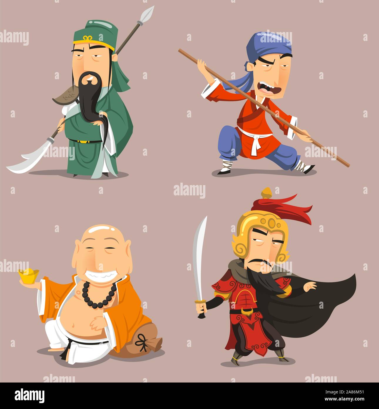 Chinese heroes cartoon characters Stock Vector Image & Art - Alamy