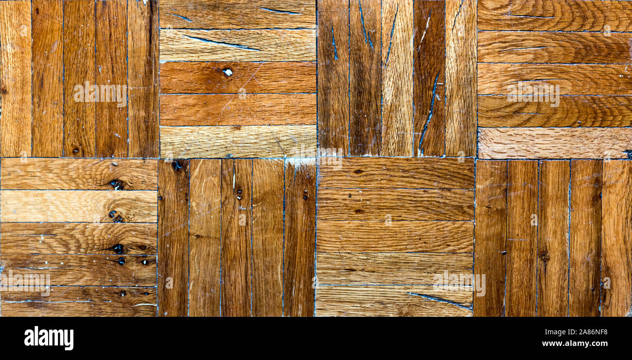 Seamless Fragment of old wooden parquet floor Stock Photo
