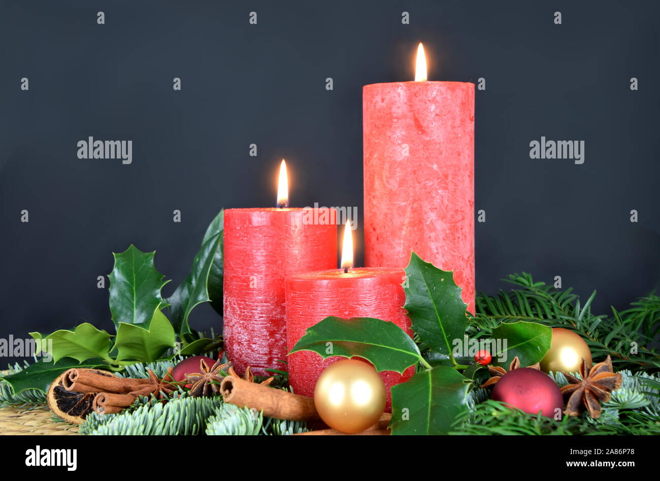 warm candlelight for advent and christmas Stock Photo