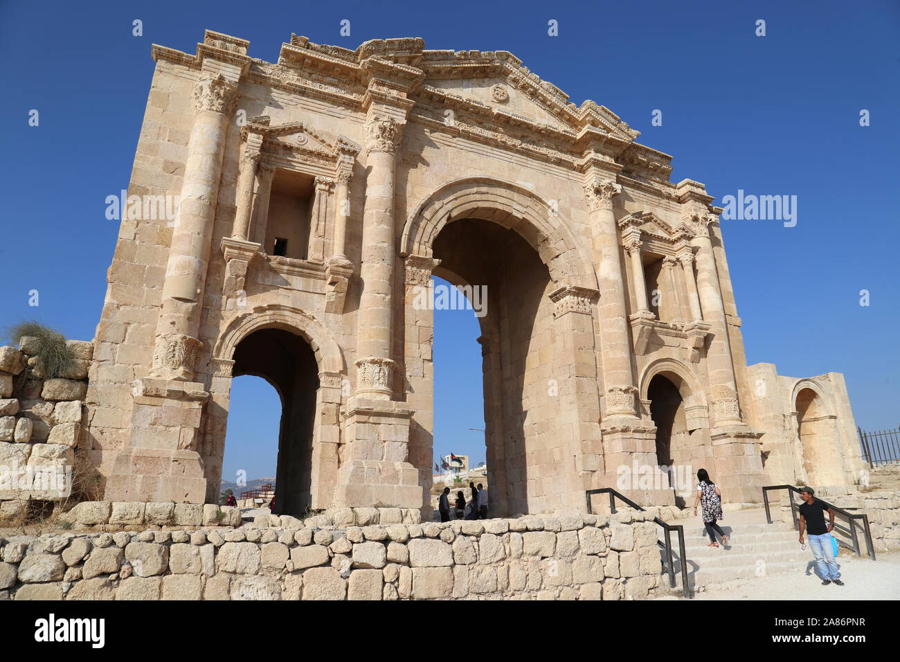 Hadrian's Arch, Jerash, Jerash Governorate, Jordan, Middle East Stock Photo