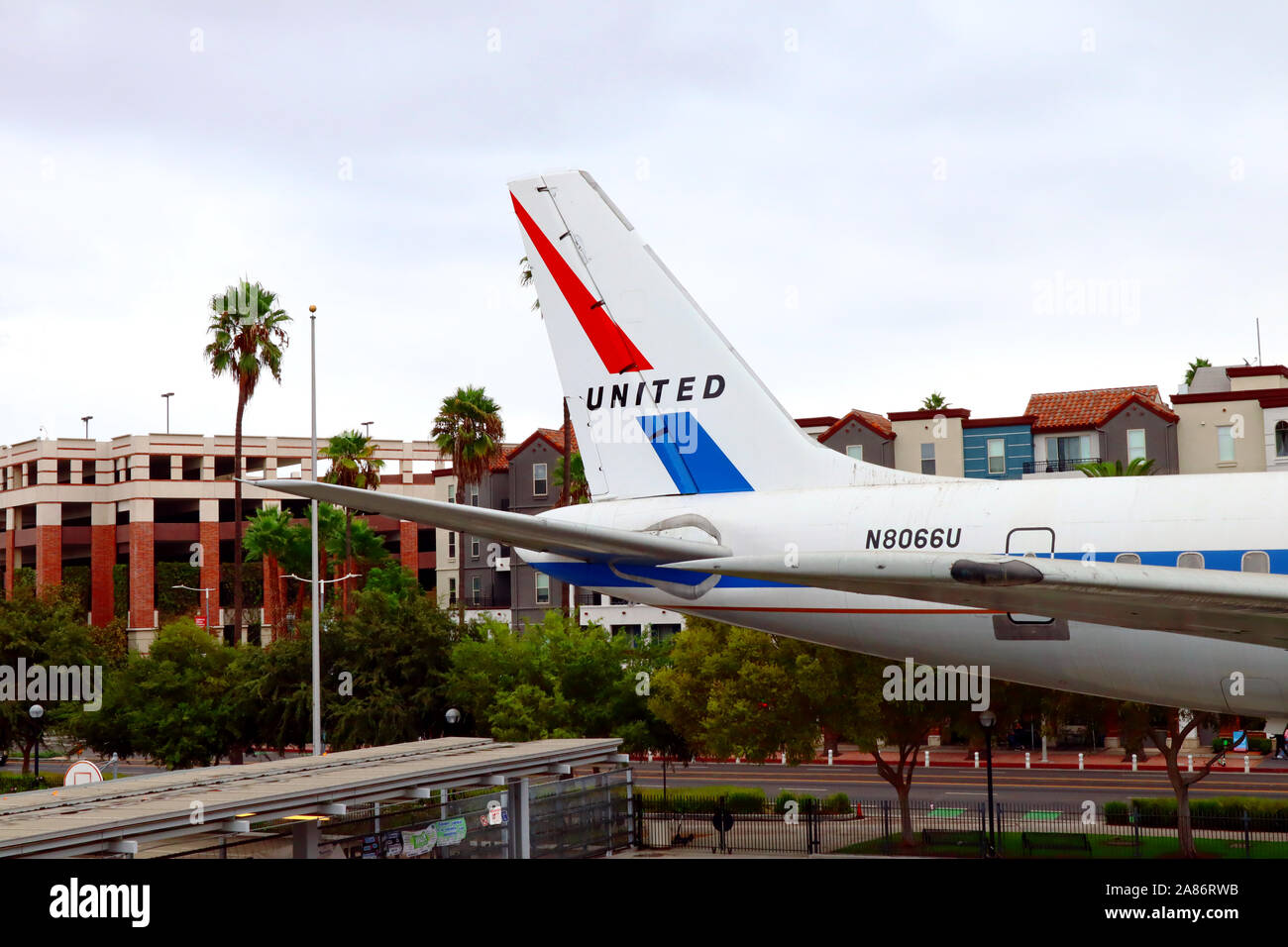 United Airlines Douglas DC-8 Jet Mainliner N8066U located at California Science Center, Exposition Park, Los Angeles - California Stock Photo