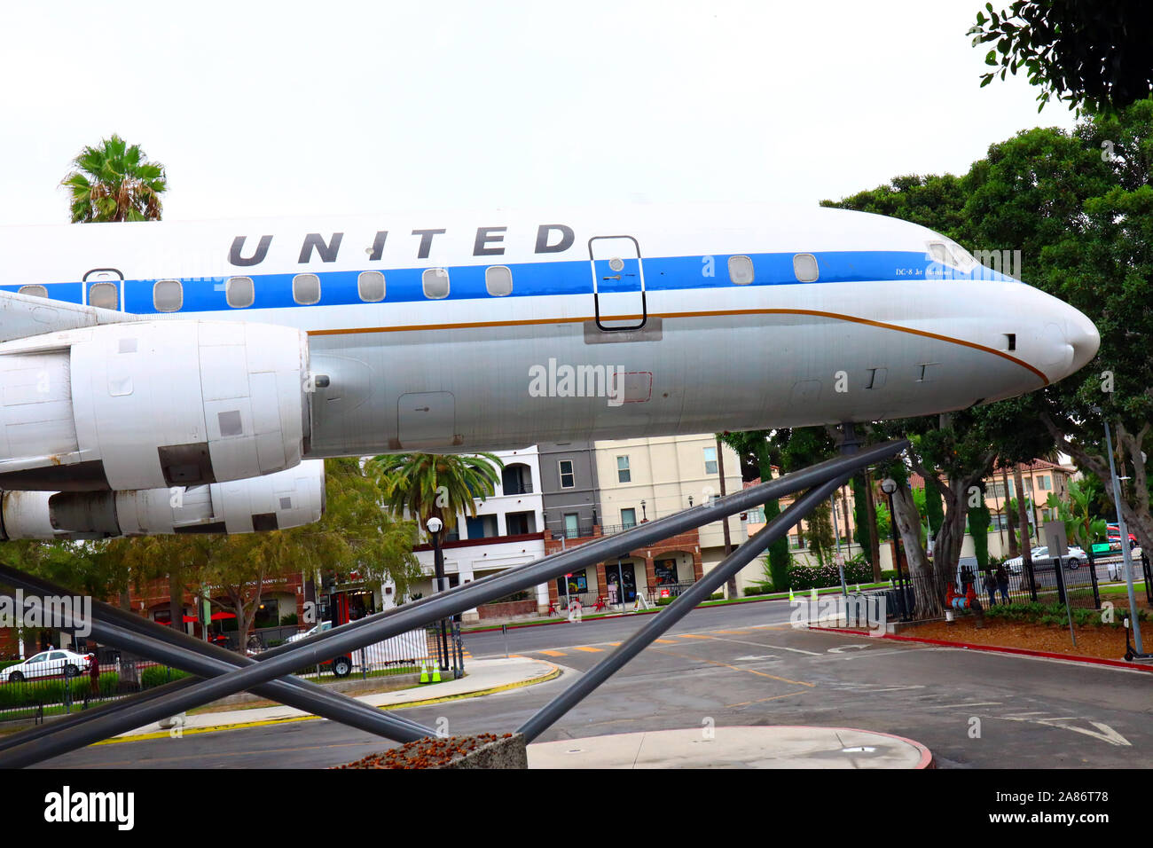 United Airlines Douglas DC-8 Jet Mainliner N8066U located at California Science Center, Exposition Park, Los Angeles - California Stock Photo