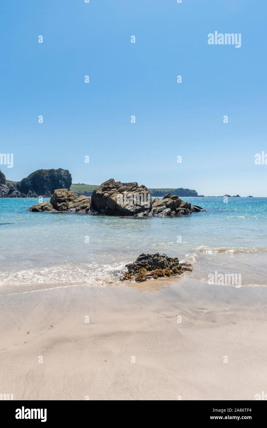 The popular coastline at Kynance Cove on the Lizard Peninsular, Cornwall. Stock Photo