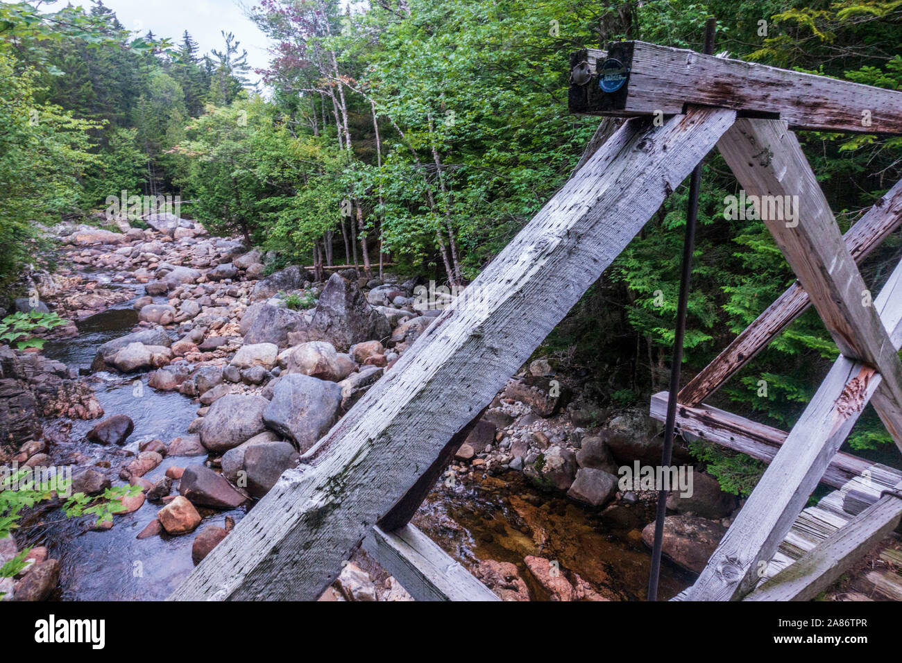 A suspension bridge crossing Upstate New York's Northville Placid Trail