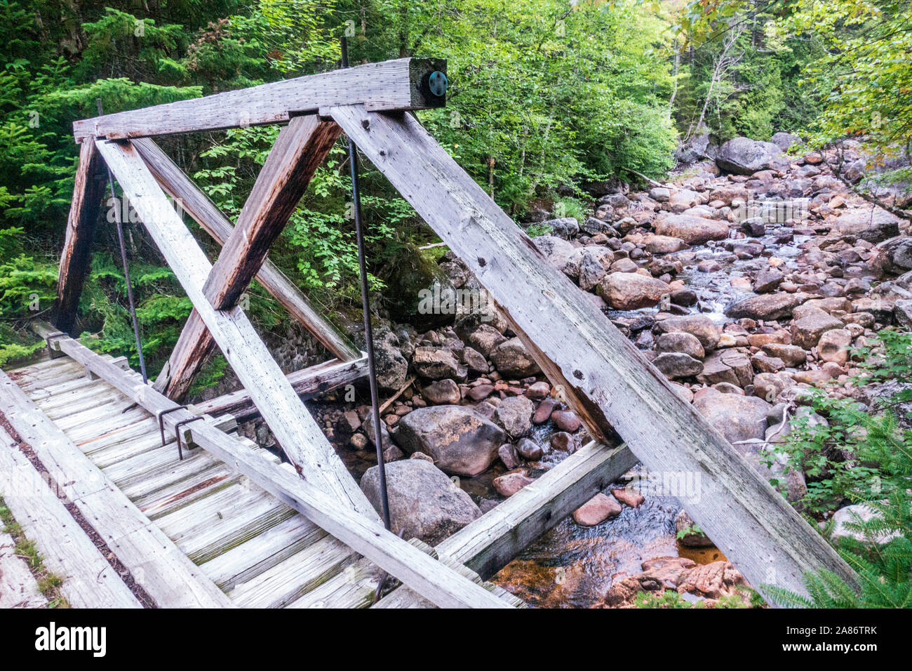 A bridge crossing Upstate New York's Northville Placid Trail Stock