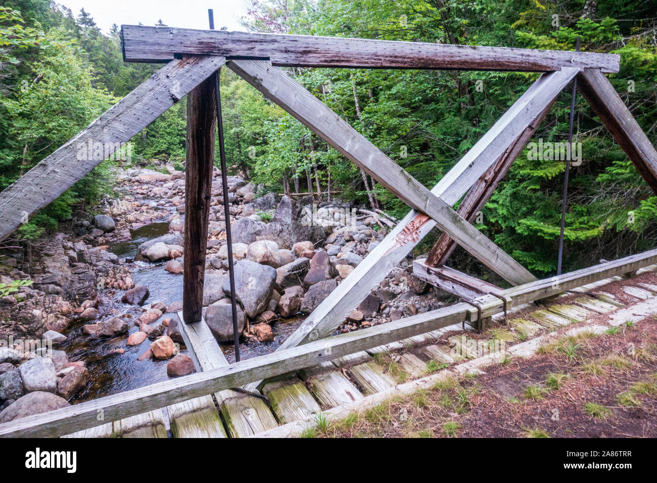A bridge crossing Upstate New York's Northville Placid Trail Stock