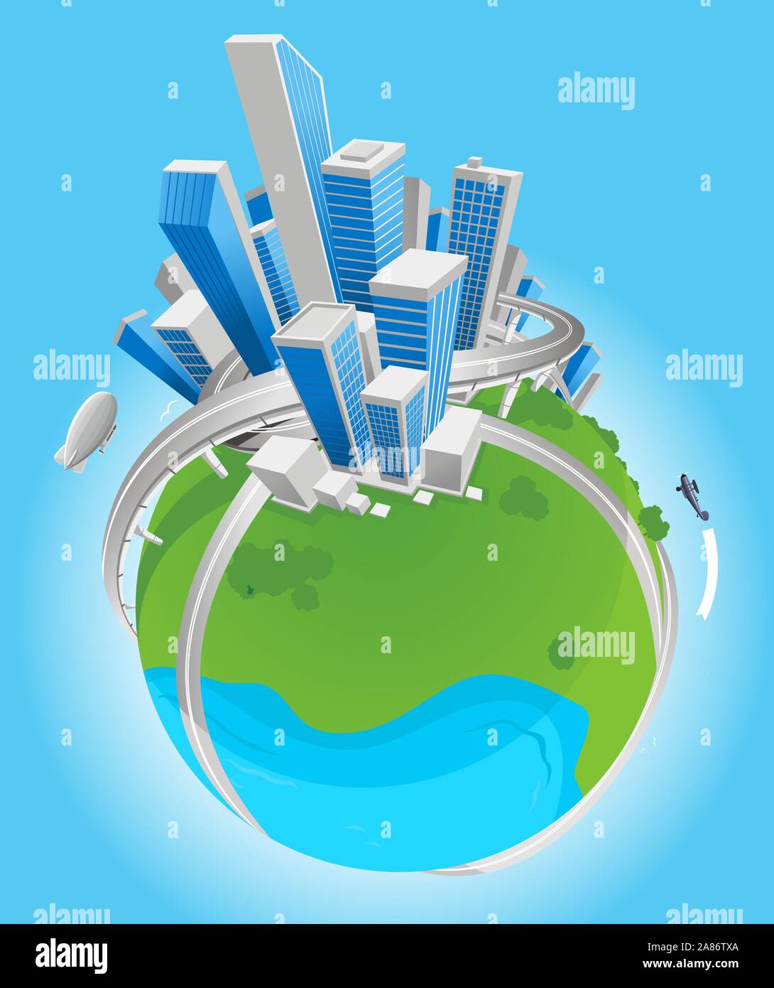 City globe vector illustration. Stock Vector