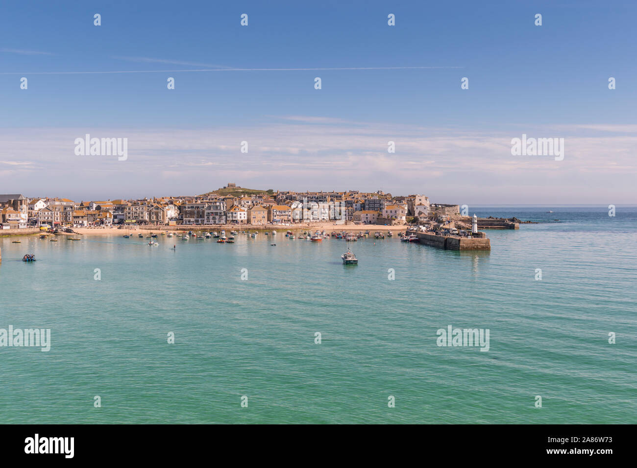 Summer in the popular seaside resort of St Ives, Cornwall. Stock Photo
