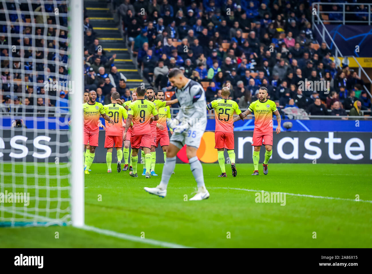Milan, Italy, 06 Nov 2019, goal raheem sterling (manchester city) during Tournament round, group C, Atalanta vs Manchester City - Soccer Champions League Men Championship - Credit: LPS/Fabrizio Carabelli/Alamy Live News Stock Photo