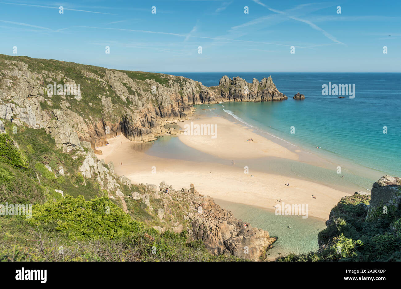 The crystal clear waters of Pedn