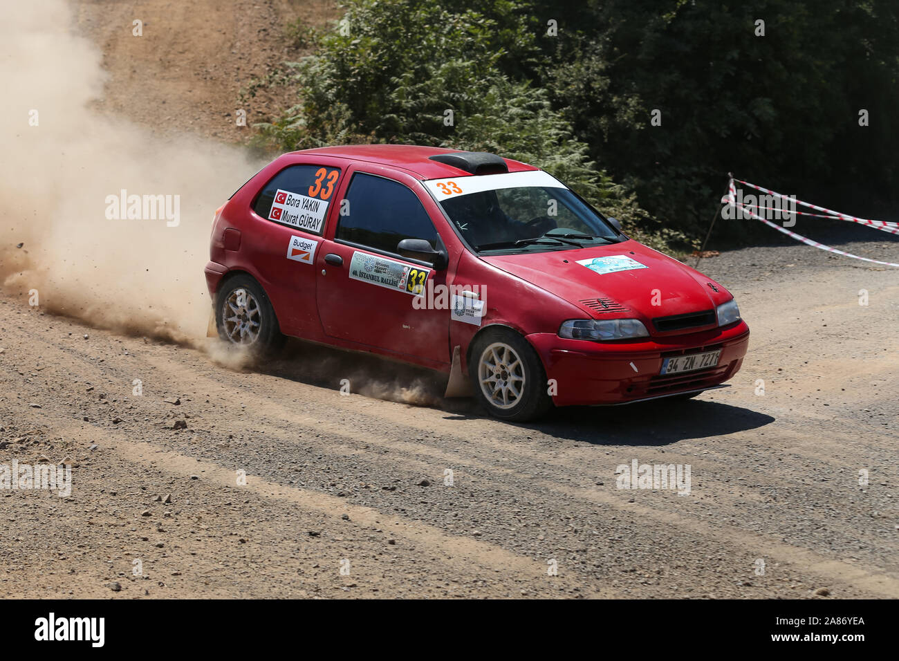 ISTANBUL, TURKEY - JULY 07, 2019: Murat Guray drives Fiat Palio in ...