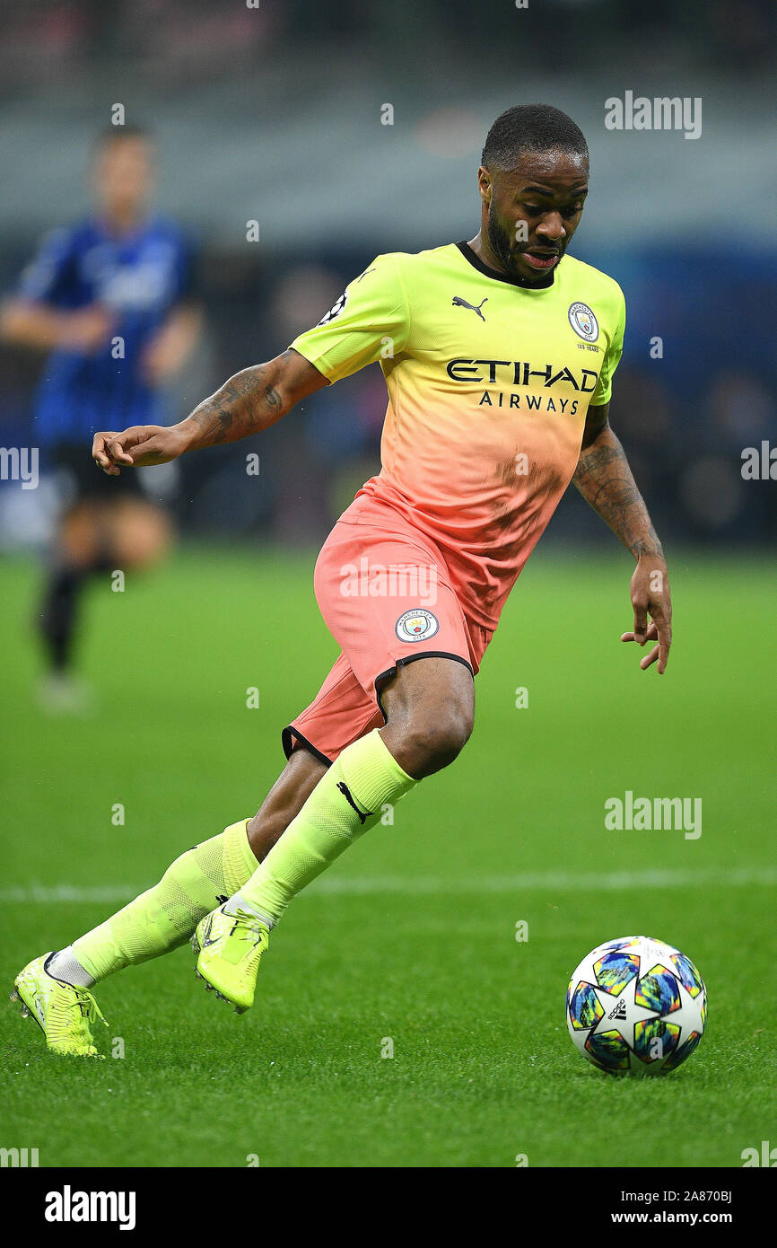Milan, Italy. 06th Nov, 2019. Raheem Sterling of Manchester City during the UEFA Champions League group stage match between Atalanta and Manchester City at Stadio San Siro, Milan, Italy. Photo by Giuseppe Maffia. Editorial use only, license required for commercial use. No use in betting, games or a single club/league/player publications. Credit: UK Sports Pics Ltd/Alamy Live News Stock Photo