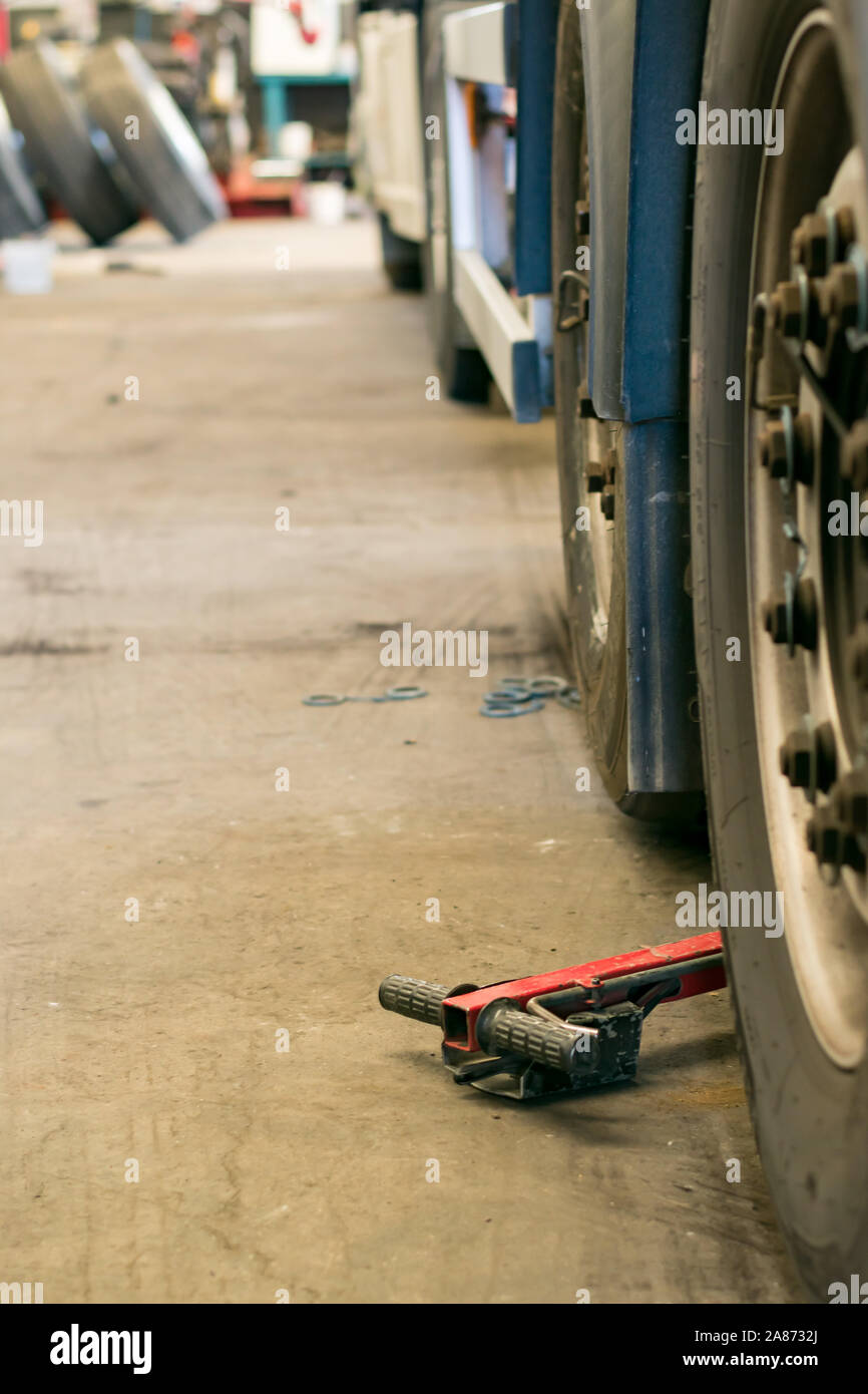 Wheel repair shop Stock Photo