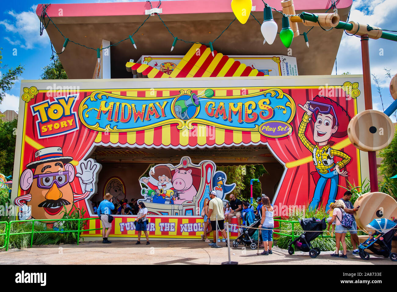 Entrance to Toy Story Mania ride at Hllywood Studios Stock Photo