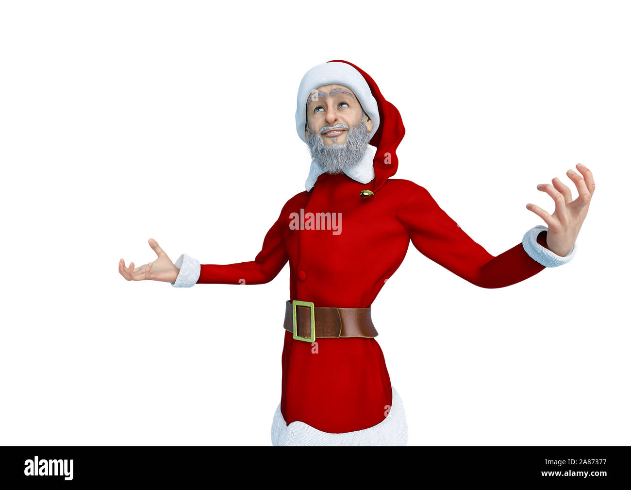 santa . This old skinny guy in clipping path is very useful for graphic design creations, 3d illustration Stock Photo