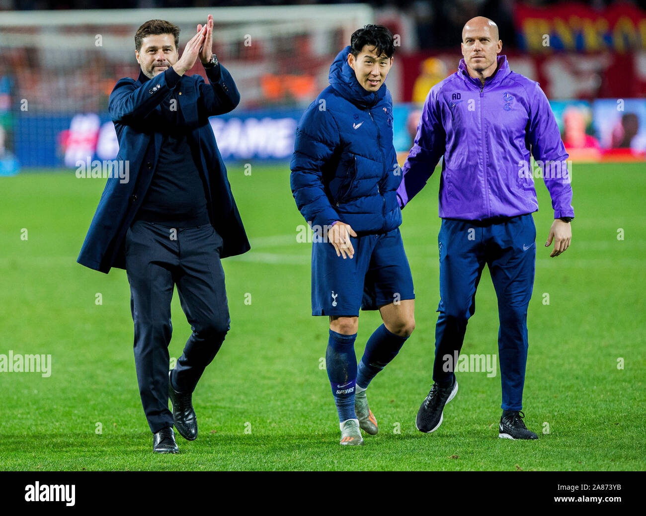 Vozdovac Stadium, Belgrade, Serbia. 6th Nov, 2019. UEFA Under 19 UEFA Youth  league football, FK Crvena Zvezda under 19s versus Tottenham Hotspur under  19s; The players of Tottenham Hotspur line-up Credit: Action