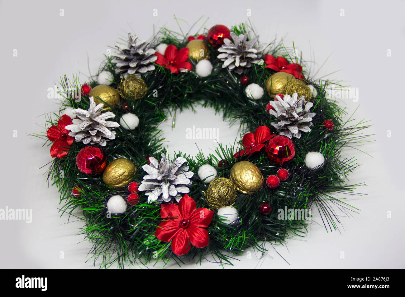 Christmas wreath on a white background Stock Photo - Alamy