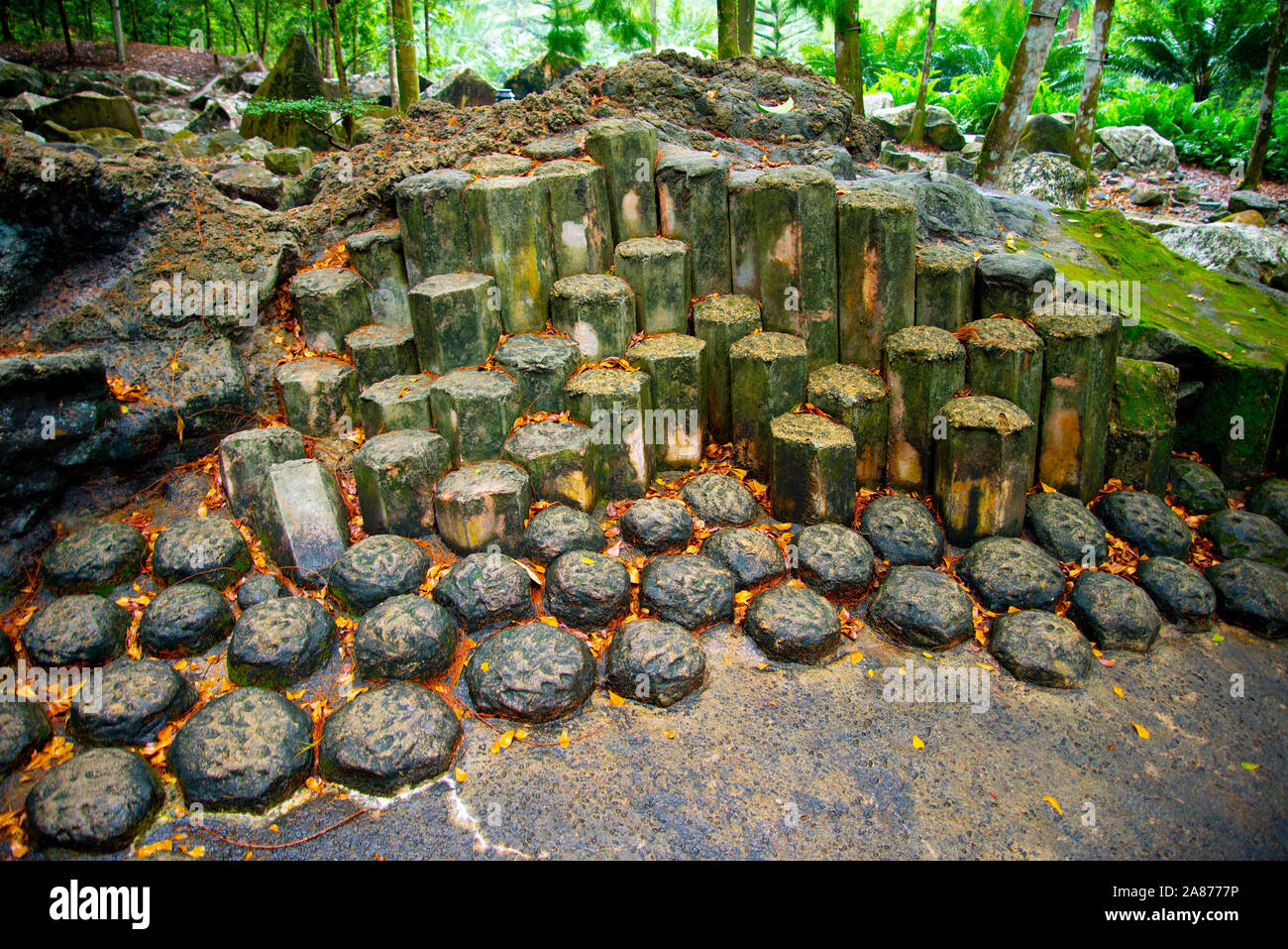Geological Columnar Jointing of Igneous Rocks Stock Photo